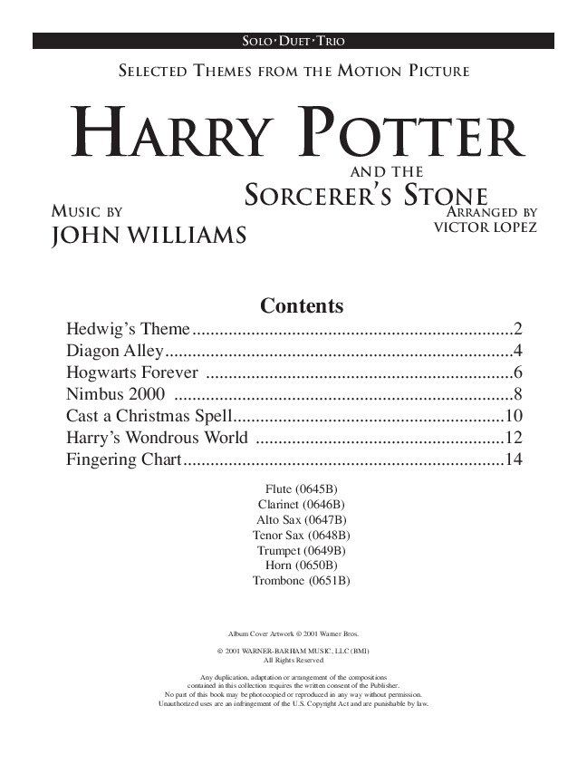 Harry Potter and the Sorcerer's Stone Tenor Saxophone Sheet Music — view 2