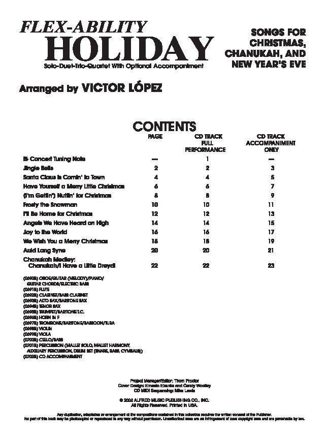 Flex-Ability Holiday - Tenor Saxophone by Victor Lopez, 24 Pages, Alfred Music — view 2