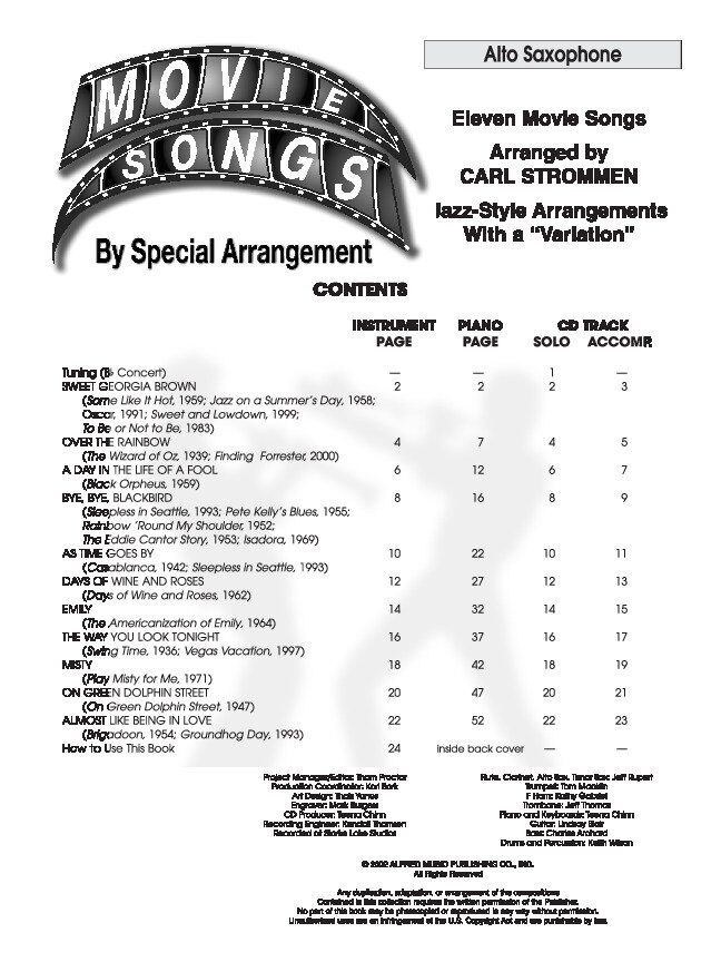 Movie Songs by Special Arrangement for Alto Saxophone — view 2
