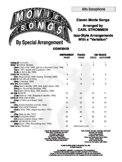 Movie Songs by Special Arrangement for Alto Saxophone — view 2
