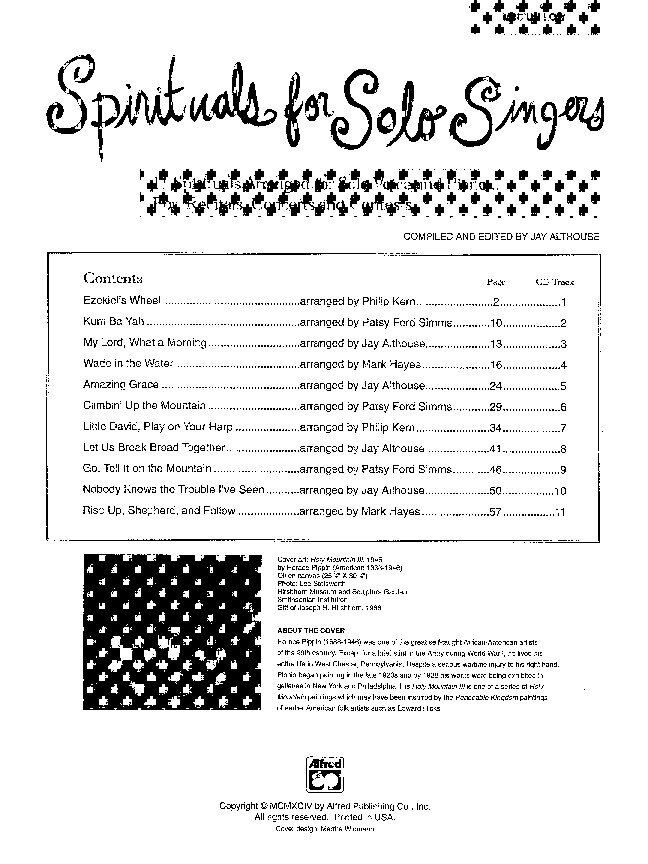 Spirituals for Solo Singers - Medium Low Voice by Jay Althouse, 64 Pages, Alfred Music, Choral Series — view 2