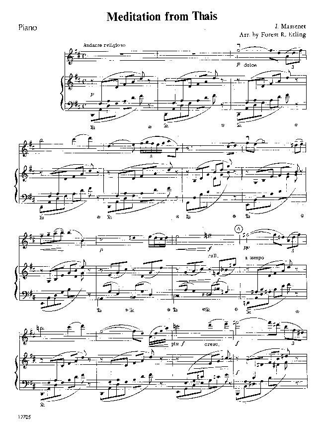 Meditation from Thais for Violin and Piano by Jules Massenet, Arranged by Forest Etling, Alfred Music, 10 Pages — view 2