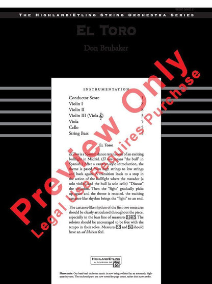El Toro for String Orchestra by Don Brubaker - Alfred Music