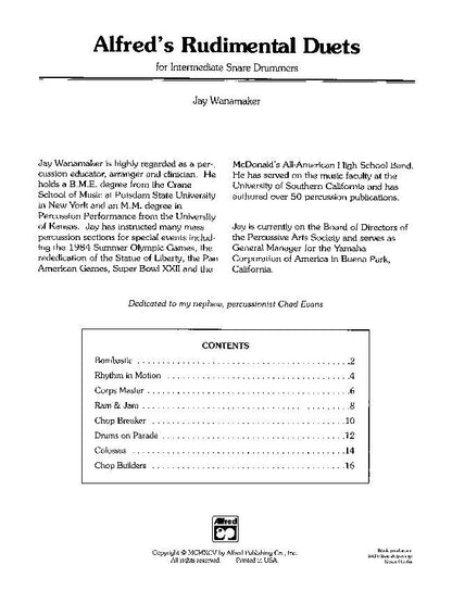 Wanamaker Alfred's Rudimental Duets for Intermediate Snare Drummer - 16 Pages — view 2