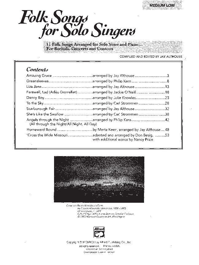 Folk Songs for Solo Singers Book 1 Med Low with CD — view 2