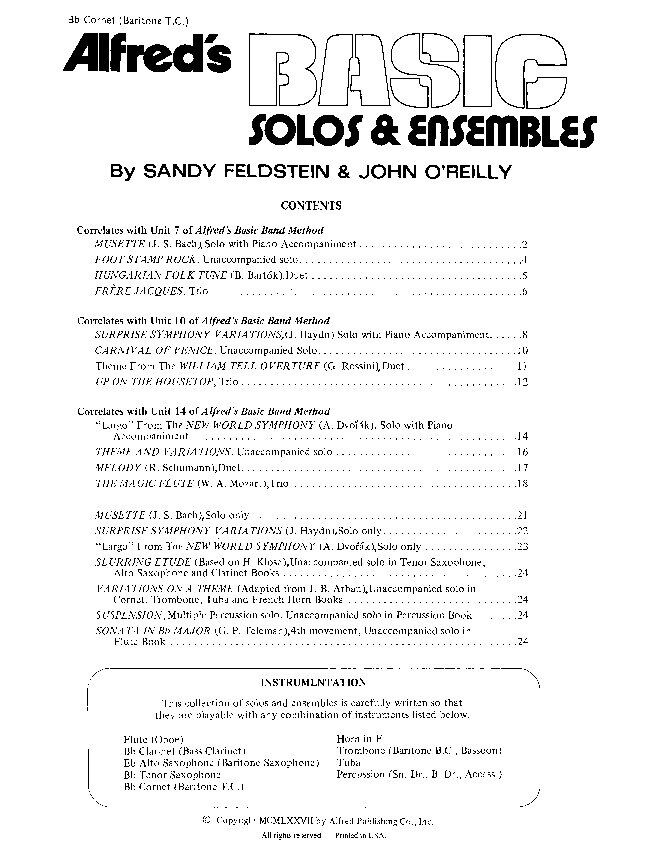 Alfred's Basic Solos & Ensembles Book 1 for Cornet/Baritone T.C. — view 2