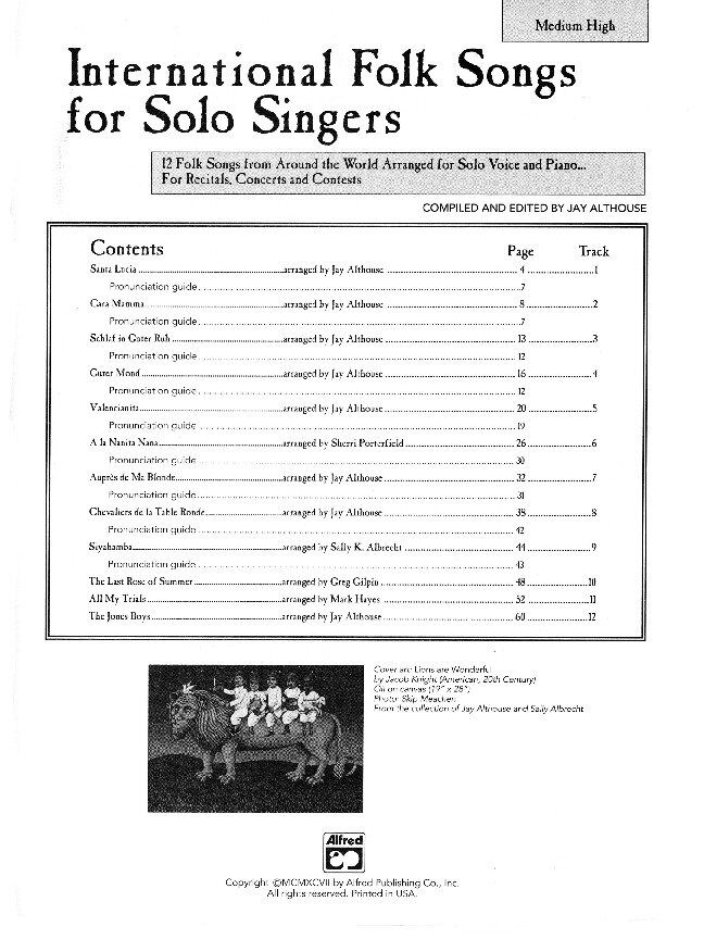 International Folk Songs for Solo Singers - Medium High Voice