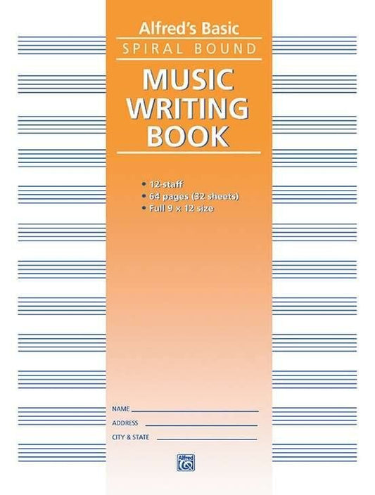 Alfred's Basic Spiral Bound Music Writing Book for Banjo, 12 Stave, 64 Pages