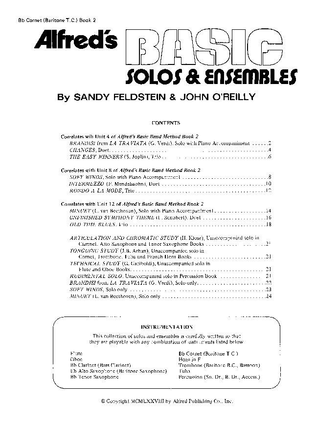 Alfred's Basic Solos & Ensembles Book 2 for Cornet/Baritone T.C. — view 2
