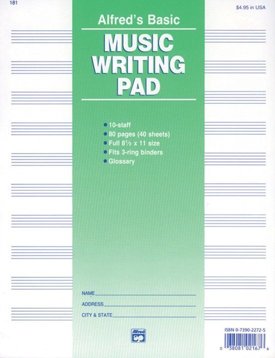 Alfred's Basic Music Writing Pad - 80 Pages for Guitar