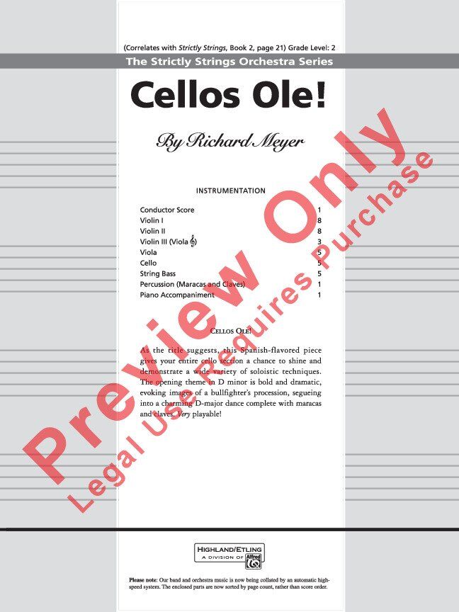 Cellos Ole! Cello Section Feature by Richard Meyer for String Orchestra