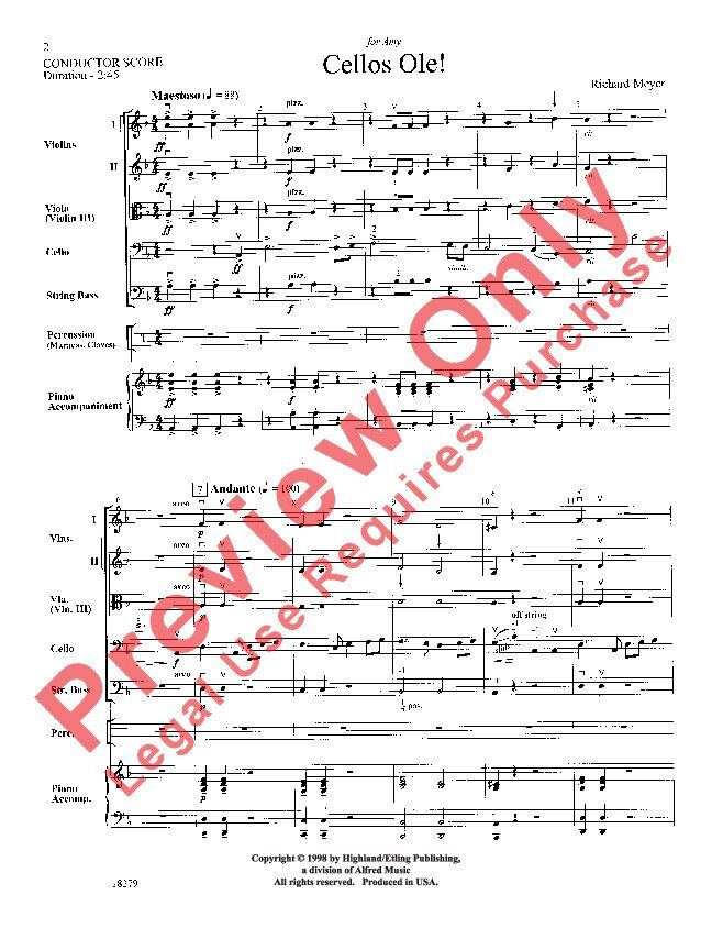 Cellos Ole! Cello Section Feature by Richard Meyer for String Orchestra — view 3