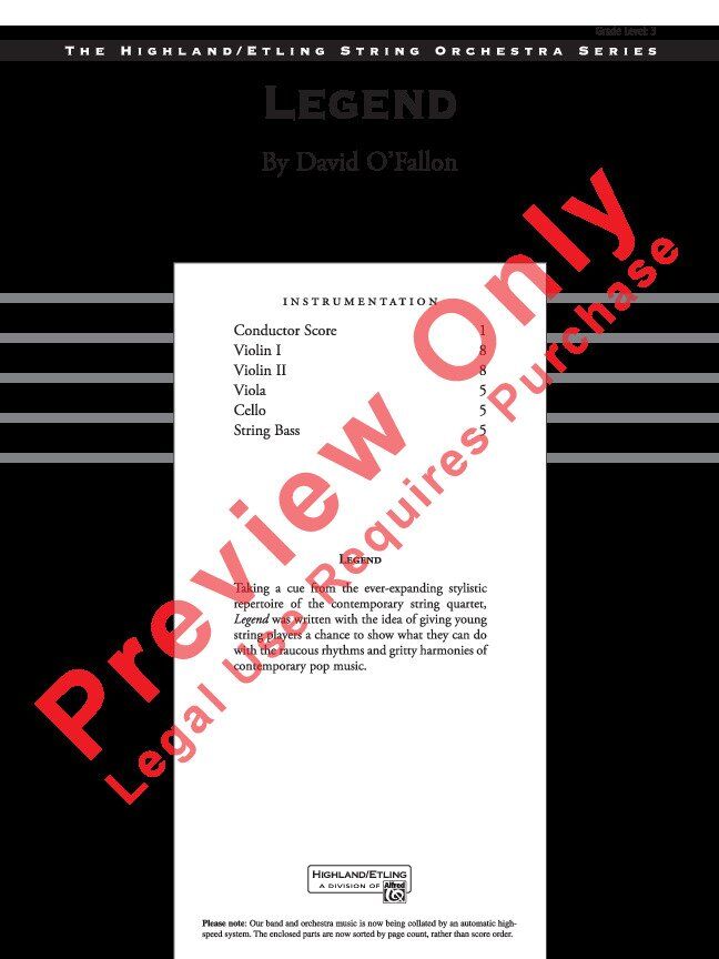 Legend for String Orchestra SO3 SC/PTS by David O'Fallon — view 2