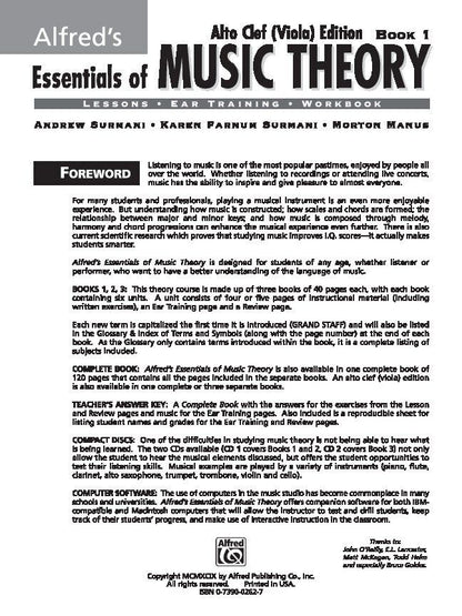 Alfred's Essentials of Music Theory Book 1 Alto Clef for Viola