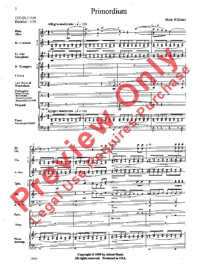 Primordium CB1.5 SC/PTS by Mark Williams - Band Ensemble, Alfred Music, 118 Pages, Accent on Achievement — view 3