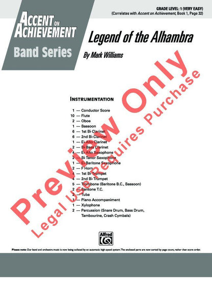 Legend of the Alhambra for Band by Mark Williams, Alfred Music, 126 Pages, Accent on Achievement Series — view 2
