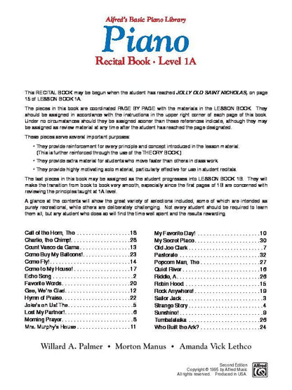 Alfred's Basic Piano Library Recital Book Level 1A — view 2