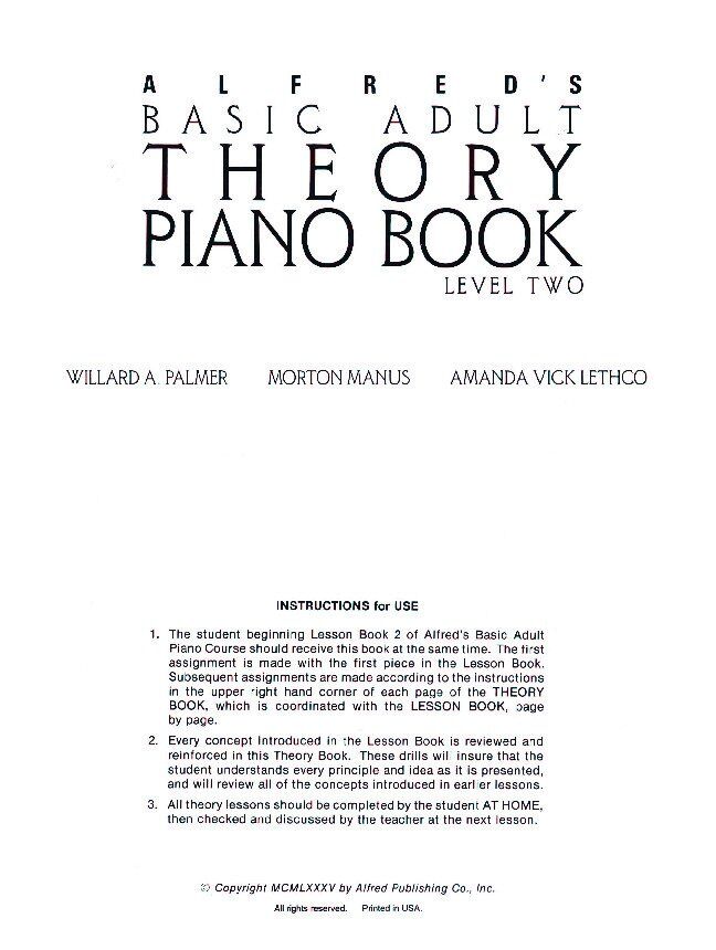 Alfred's Basic Adult Piano Course Theory Book 2 — view 2