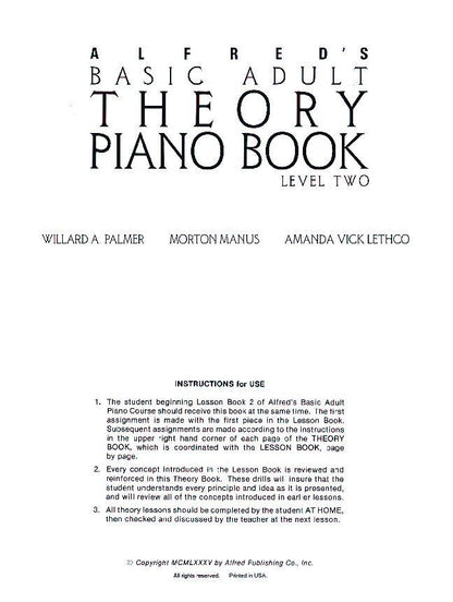 Alfred's Basic Adult Piano Course Theory Book 2 — view 2
