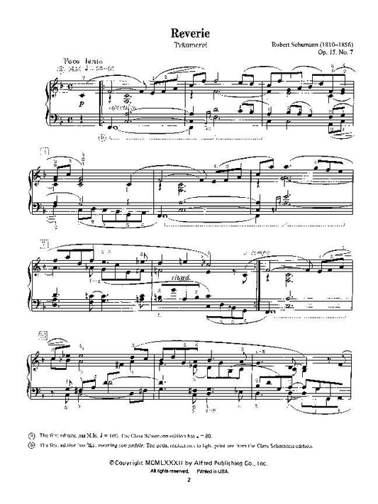 Schumann - Traumerei Op. 15 No. 7 for Piano, Alfred Music Edition, 4 Pages, Alfred Masterwork Series