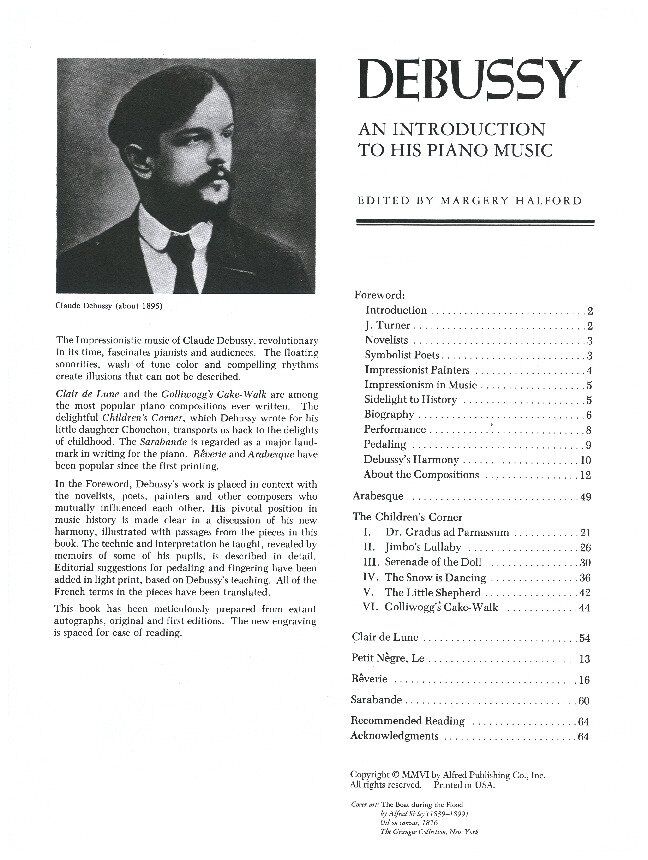 Debussy - An Introduction to His Piano Music, Alfred Masterwork Edition, 64 Pages, Intermediate Piano Pieces
