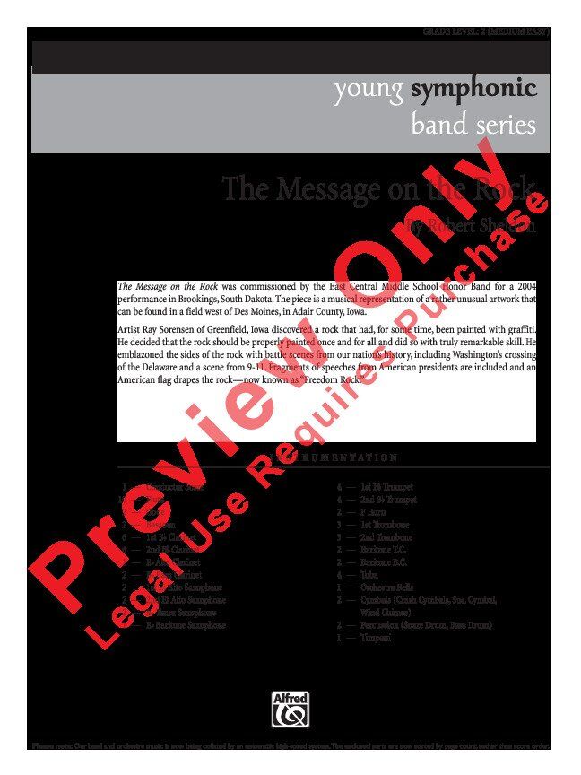 The Message on the Rock by Robert Sheldon for Band - Alfred Music - Young Symphonic Series - 258 Pages - Available in SmartMusic — view 2