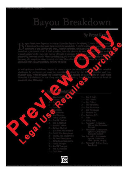Bayou Breakdown CB4 SC/PTS by Brant Karrick - Alfred Concert Band, 308 Pages, SmartMusic Available