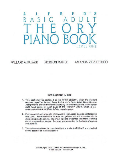 Alfred's Basic Adult Piano Course Theory Book 1 — view 2