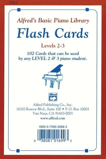 Alfred's Basic Piano Library Flash Cards Levels 2 & 3 - 102 Cards for Note Recognition, Scales, Chords, Dynamics, and More