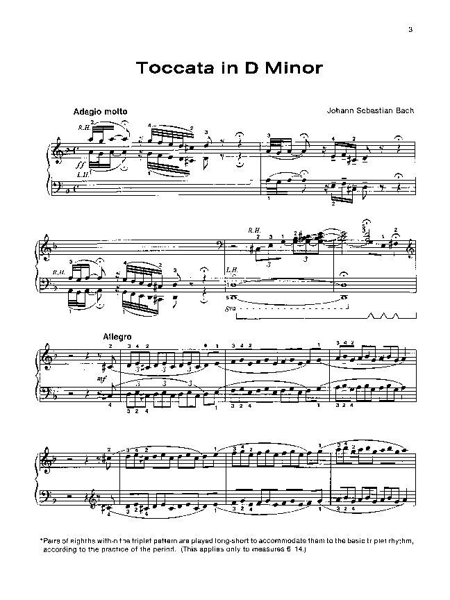 Bach - Toccata in D Minor for Piano, Alfred Masterwork Edition, 8 Pages