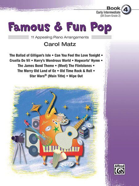 Famous & Fun Pop Book 4 for Piano, Arranged by Carol Matz, 32 Pages, Alfred Music