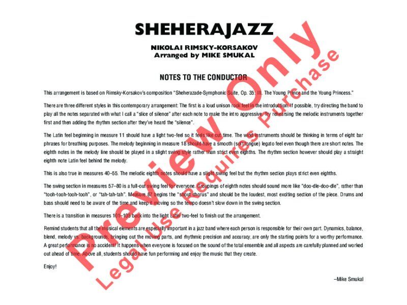 SheheraJazz JE2 SC/PTS Jazz Ensemble Arrangement by Mike Smukal — view 3