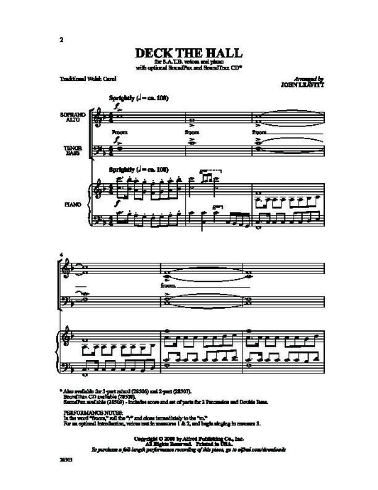 Deck the Hall SATB/Piano Arrangement by John Leavitt