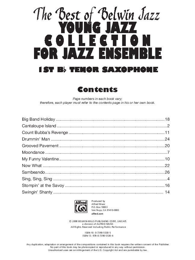 Best of Belwin Jazz Young Jazz Collection 1st Tenor Saxophone