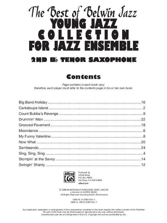 Best of Belwin Jazz Young Jazz Collection 2nd Tenor Saxophone