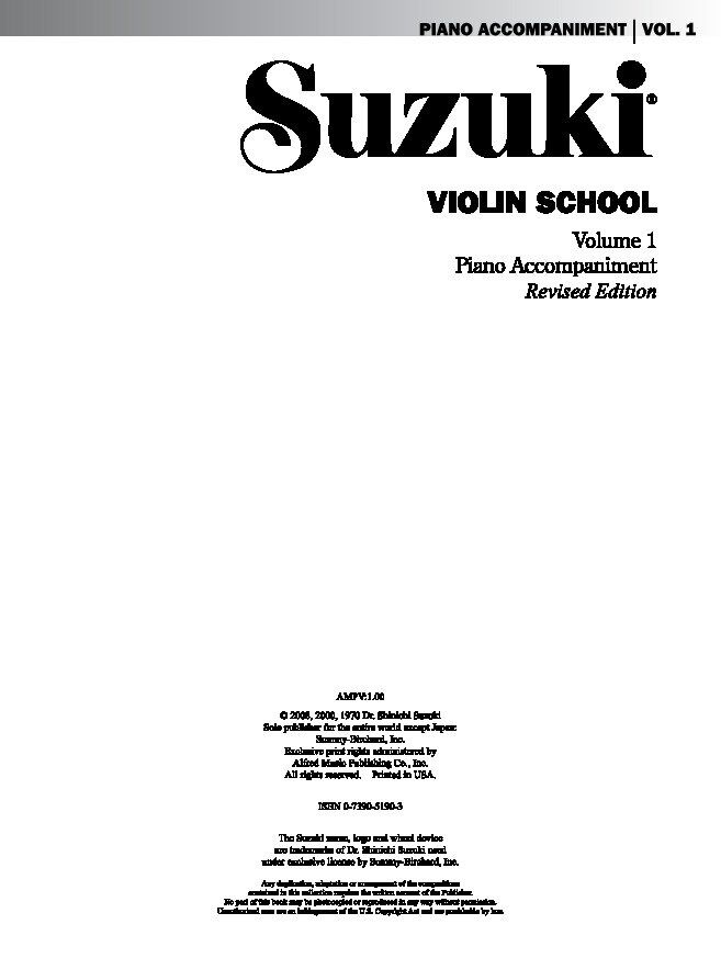Suzuki Violin School Vol. 1 Piano Accompaniment by Dr. Shinichi Suzuki, 28 Pages, Alfred Music, Strings, Violin — view 2