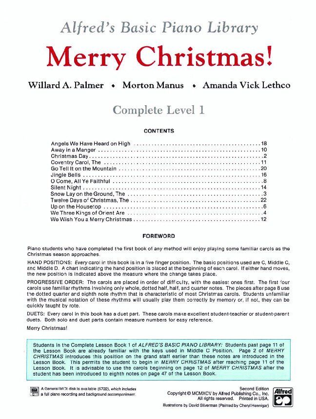 Alfred's Basic Piano Library Merry Christmas! Complete Level 1 (1A/1B) — view 2