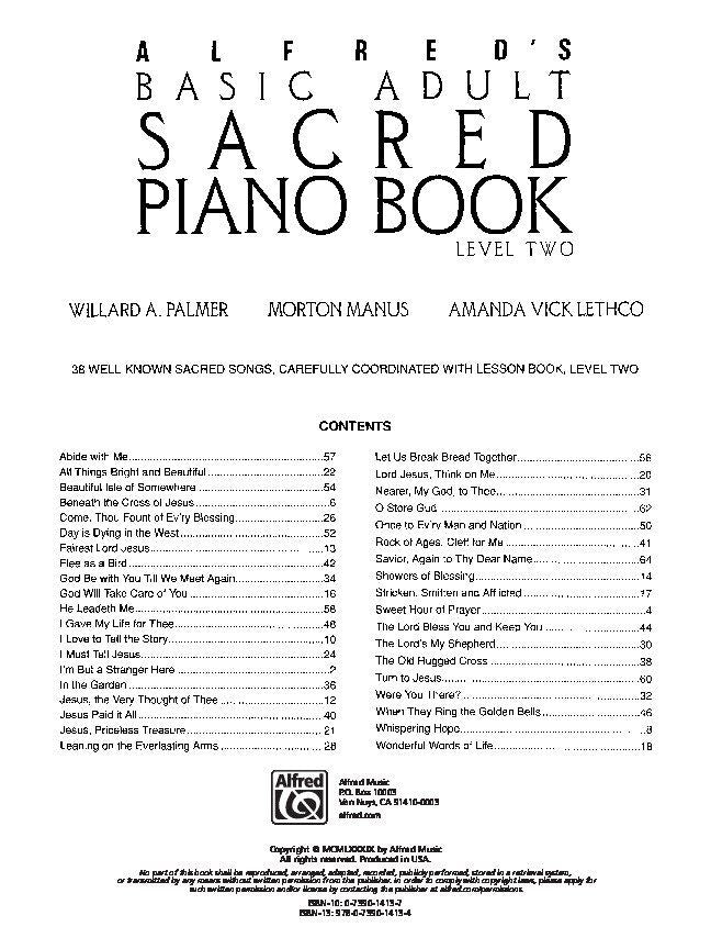 Alfred's Basic Adult Piano Course Sacred Book 2 — view 2