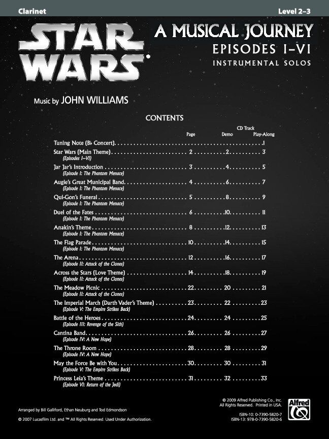 Star Wars A Musical Journey Episodes I-VI Clarinet Book with Accompaniment CD — view 2