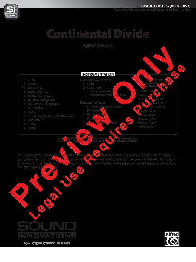 Continental Divide for Concert Band by Robert Sheldon, Level 2, Alfred Music, 132 Pages, Sound Innovations Series