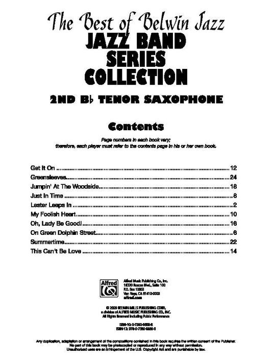 Best of Belwin Jazz - Jazz Band Collection for 2nd Tenor Saxophone