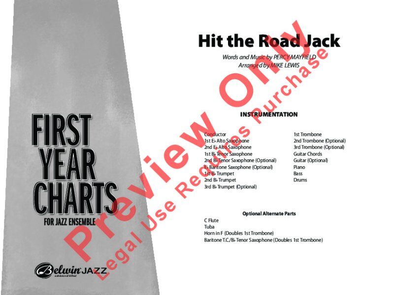 Hit the Road Jack Jazz Ensemble Arrangement by Mike Lewis — view 2