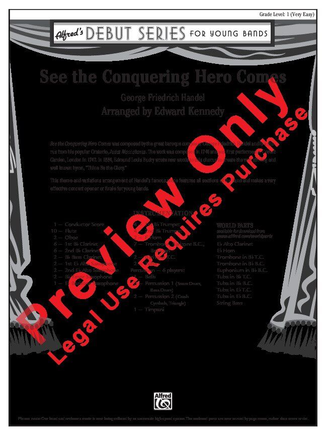 See the Conquering Hero Comes - CB1 SC/PTS by Handel, Arranged by Edward Kennedy, Alfred Debut Series, Band, 118 Pages — view 2