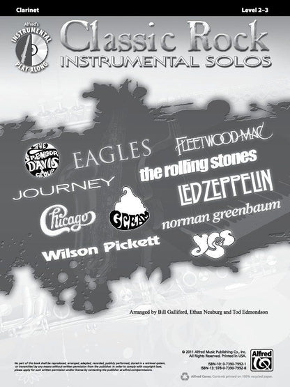 Classic Rock Instrumental Solos for Clarinet Book with Accompaniment CD
