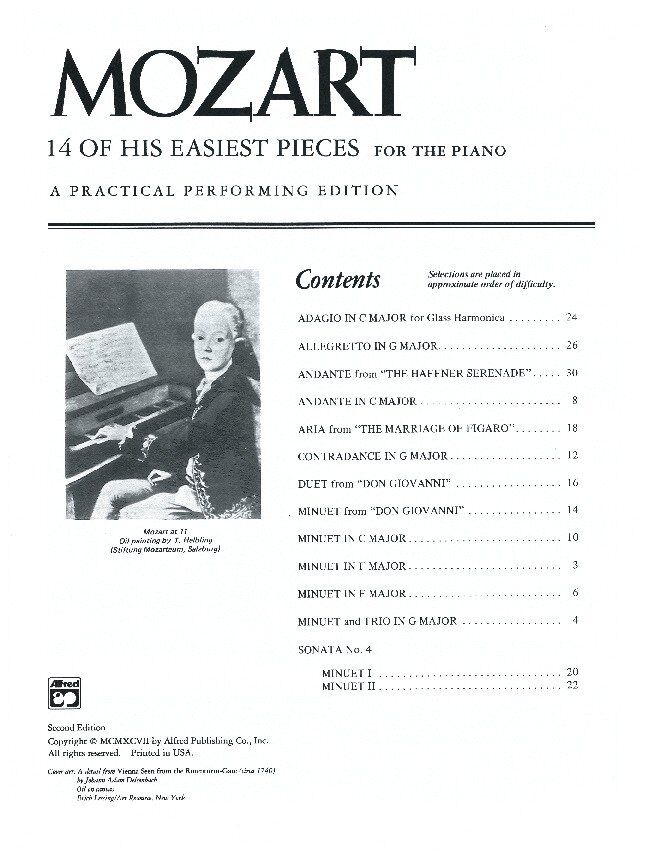 Mozart: 14 Easy Piano Pieces - Alfred Masterwork Edition — view 2