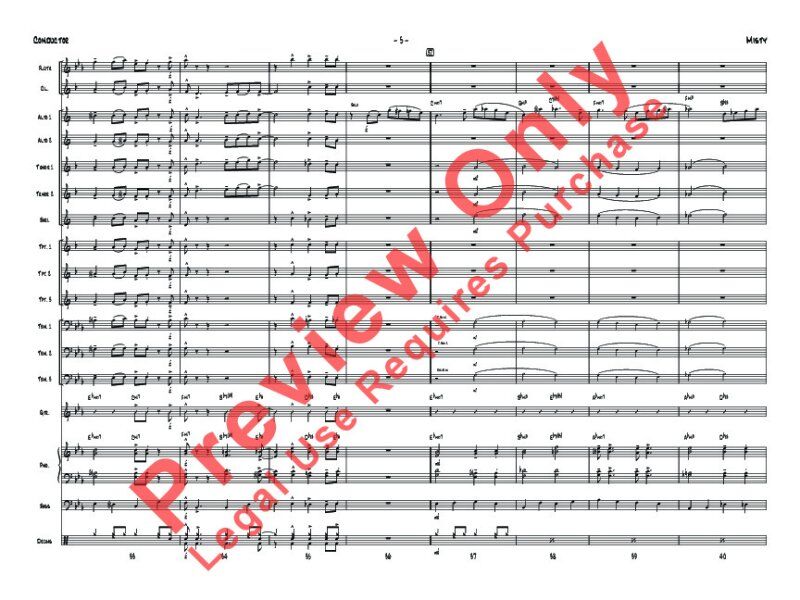 Misty Jazz Ensemble Chart by Erroll Garner, Arranged by Terry White, 82 Pages, Alfred Music, First Year Series — view 4