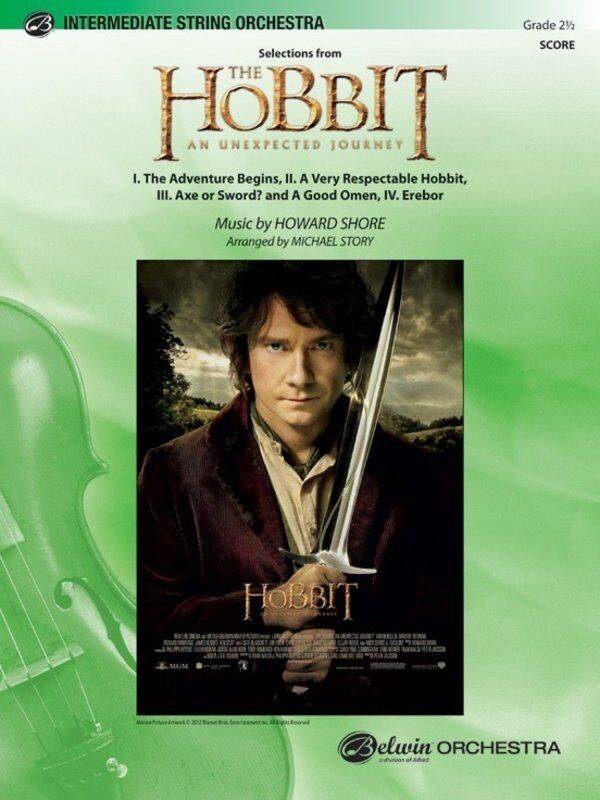 Selections from The Hobbit: An Unexpected Journey for String Orchestra, Arranged by Michael Story, 160 Pages, Alfred Music