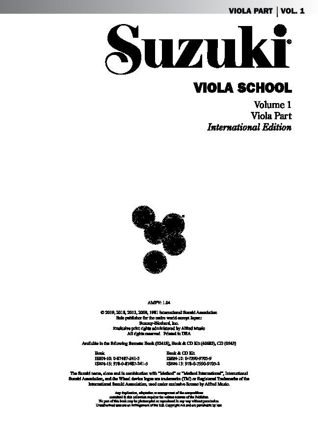 Suzuki Viola School, Vol. 1 — Viola Part with CD (Alfred Music)