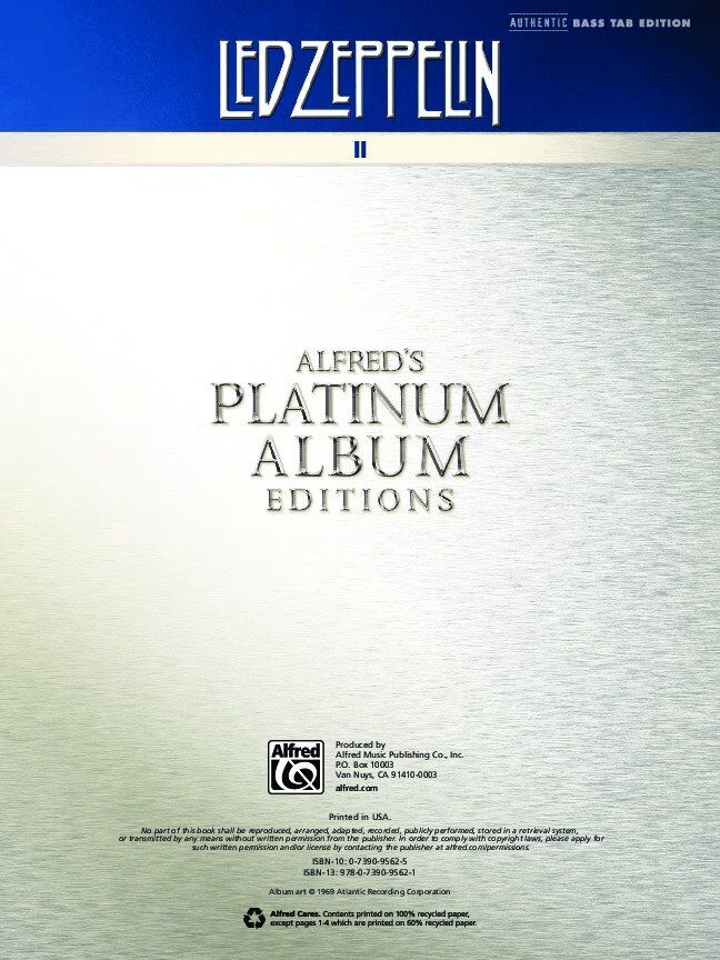 Led Zeppelin II Bass Tab Platinum Album — view 2