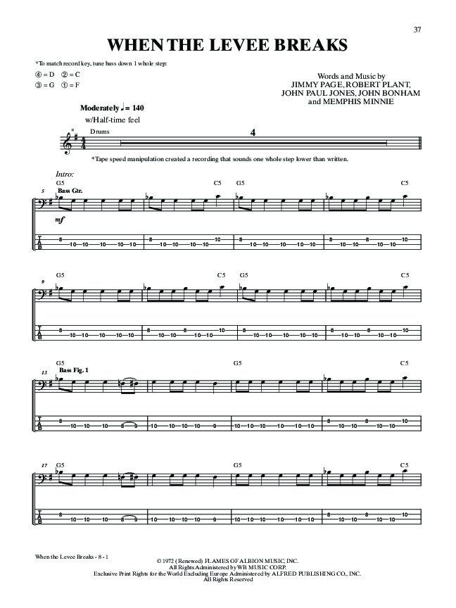 Led Zeppelin IV Bass Tab Platinum Album — view 4